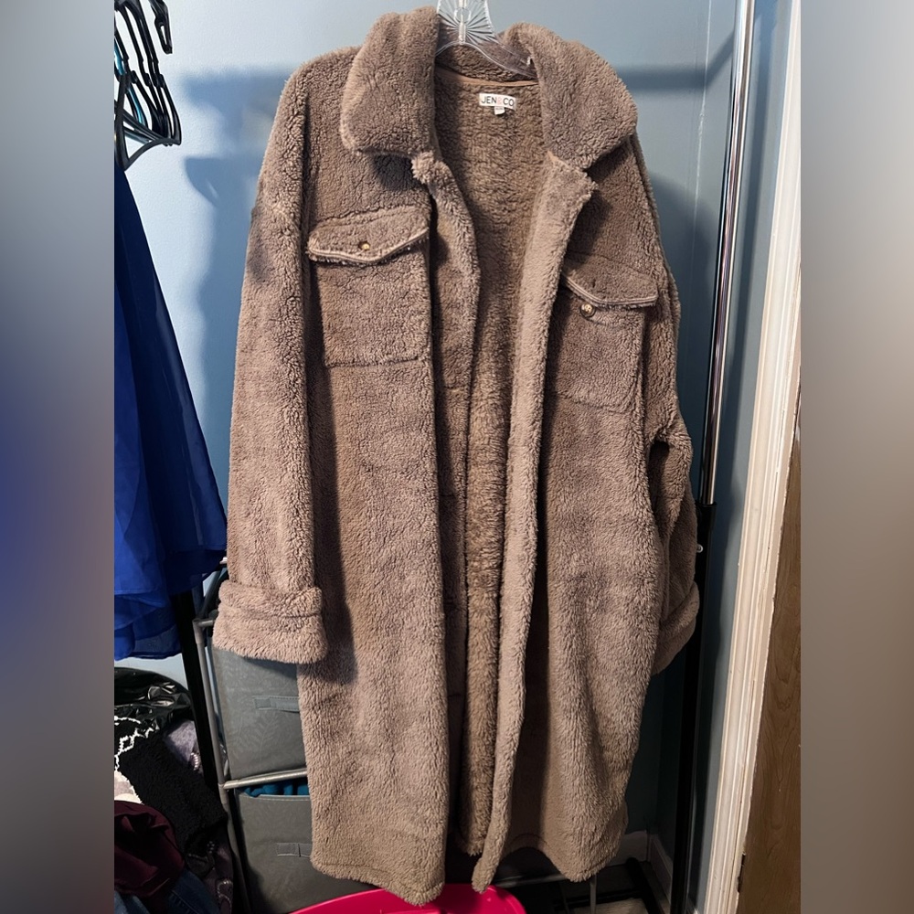 Jen & co long teddy sherpa coat 2x/3x EUC